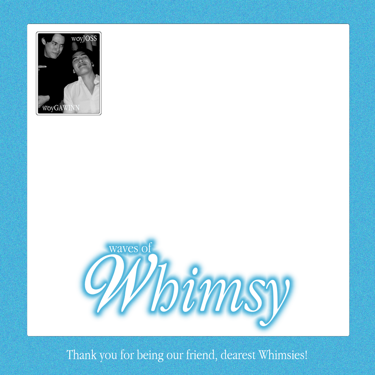 With love, Joss & Gawin.