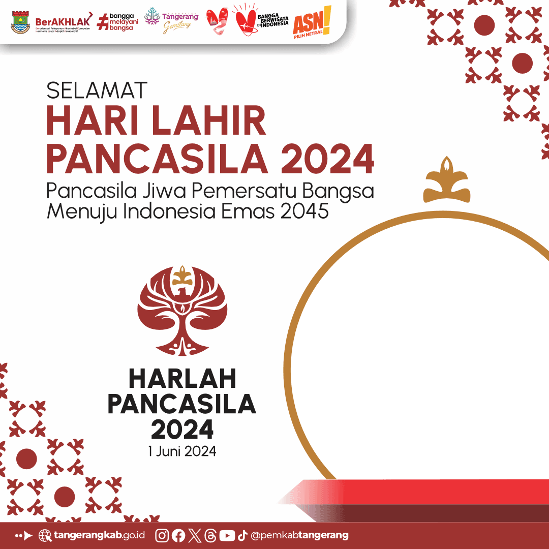 Ucapan Hari Lahir Pancasila Pemkab Tangerang Tahun 2024 (Merah/Putih)