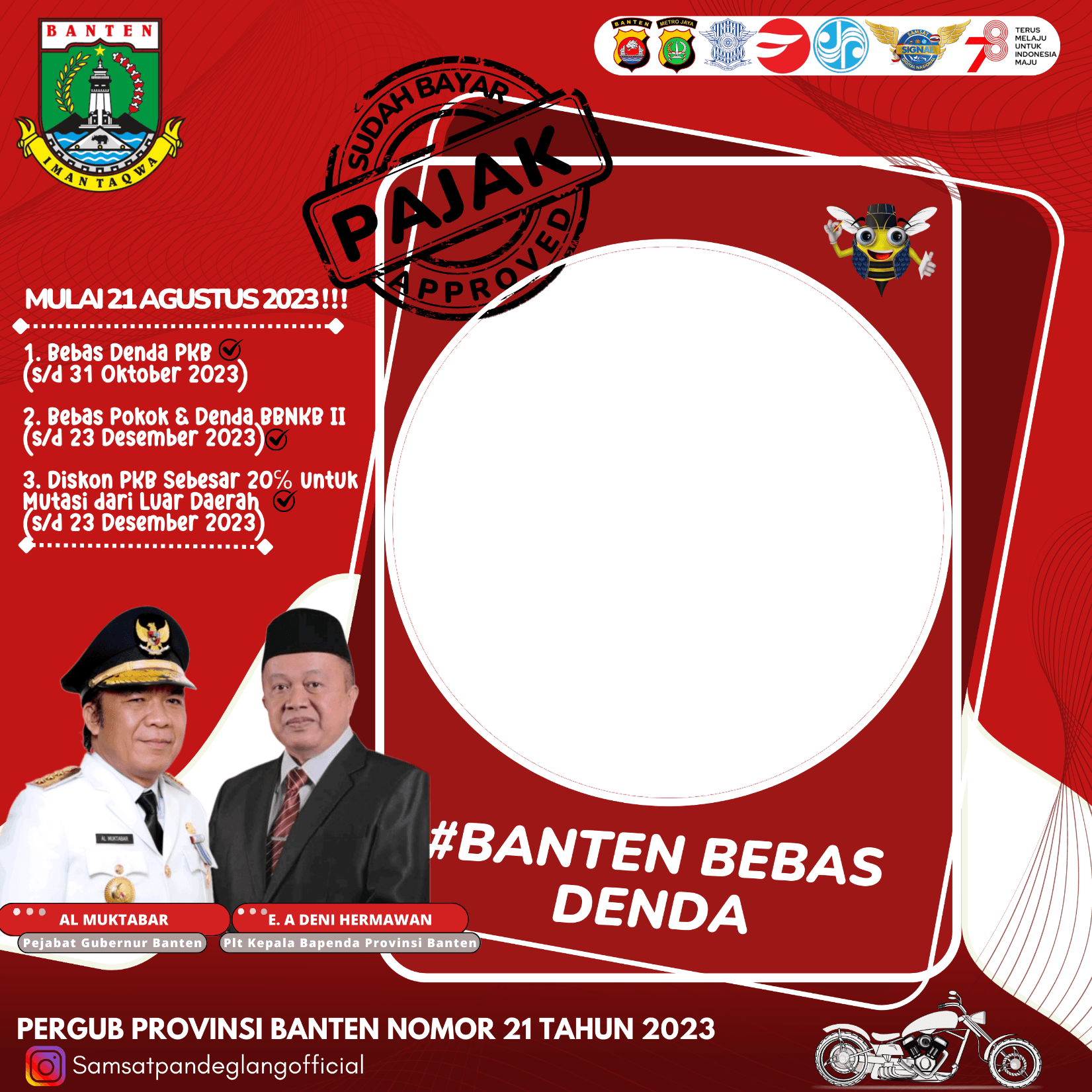 BANTEN BEBAS DENDA 21 PERGUB #SAMSAT PANDEGLANG